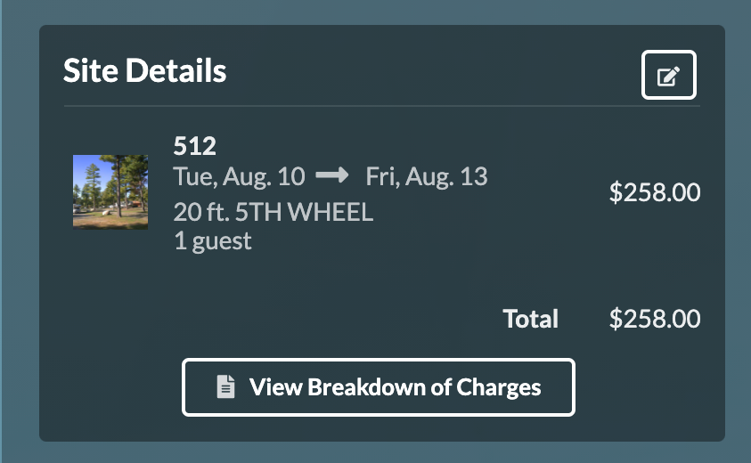 Transaction summary dialog from a webpage showing the details